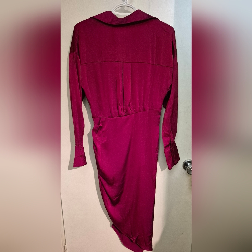 VICI Emerie Satin Asymmetrical Burgundy Dress SZ.S NWT - Picture 6 of 11